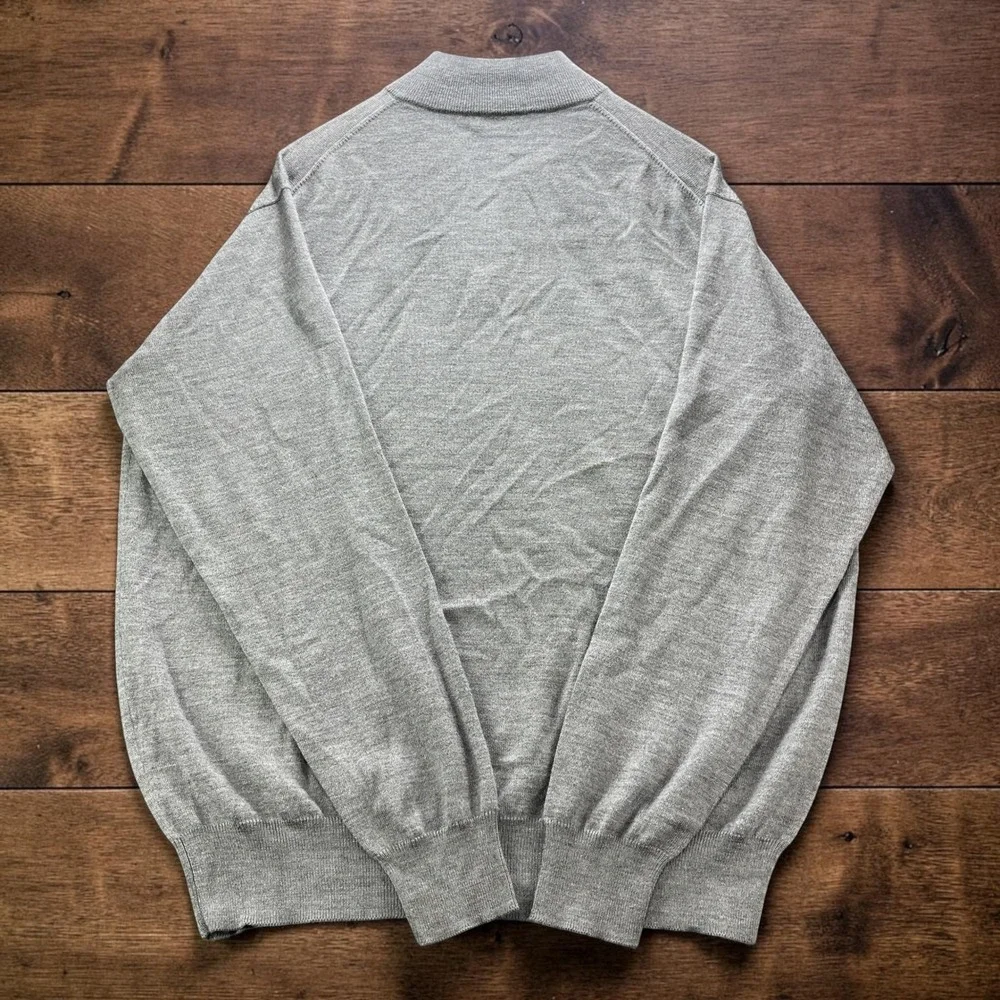 Peter Millar Crown Soft Gray Merino Wool Silk Quarter Zip Sweater Mens XXL